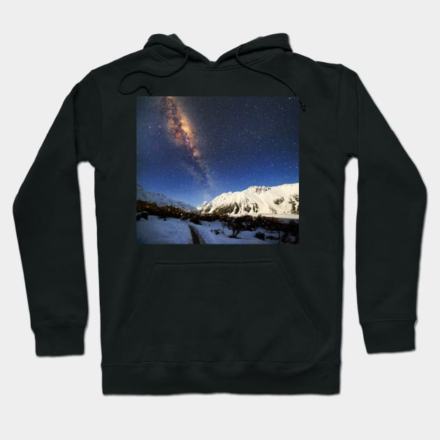 Milky Way over Mt Cook New Zealand Hoodie by dags